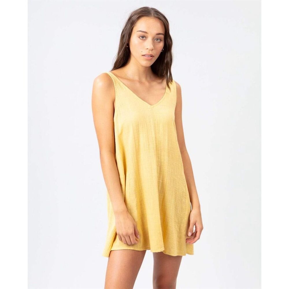 Rip Curl Women's Gold Sleeveless V-Neck Short Cover Up Dress XS